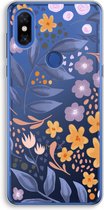 Case Company® - Xiaomi Mi Mix 3 hoesje - Flowers with blue leaves - Soft Cover Telefoonhoesje - Bescherming aan alle Kanten en Schermrand