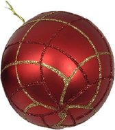 kerstbal Red mat 7 x 8 cm rood/goud