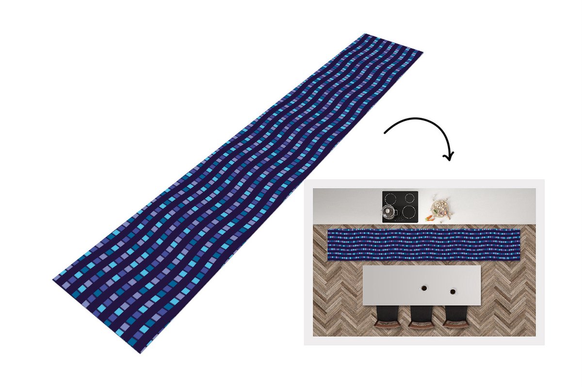 KitchenYeah Keukenloper - Keukenmat - Blokken - Waves - Patronen - Keuken vloerkleed Multicolor
