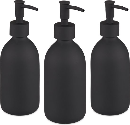 Relaxdays zeeppompje keramiek - set van 3 - badkameraccessoire - zeepdispenser - 300 ml