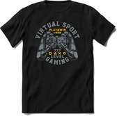 Level 777 | Gaming kado T-Shirt heren - dames | Staal-Geel | Perfect game pc cadeau shirt | Grappige console spreuken - zinnen - teksten Maat S