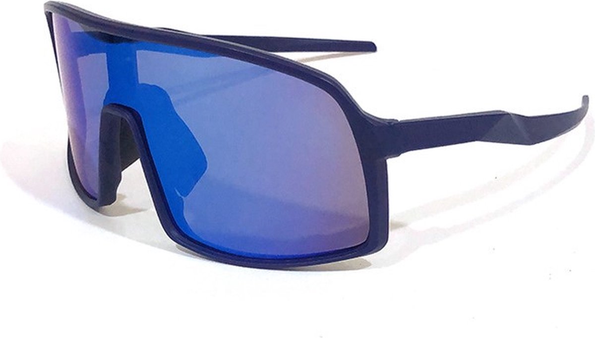 Garpex® Fietsbril - Sportbril - Polaroid Zonnebril - Racefiets - Mountainbike - Motor - Donkerblauw Frame Blauwe Glazen