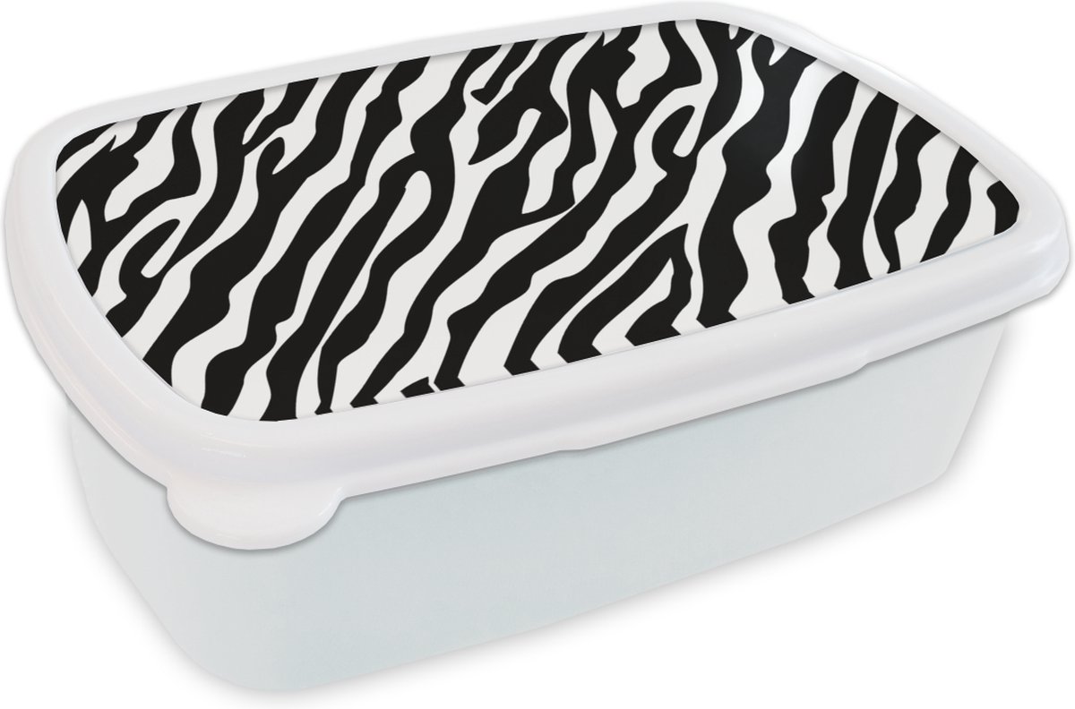 Broodtrommel Wit - Lunchbox - Brooddoos - Dieren - Zebra - Design - 18x12x6 cm - Volwassenen