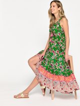 LOLALIZA Maxi-jurk met bloemenprint - Groen - Maat M