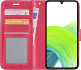 Hoes Geschikt voor Samsung A33 Hoesje Book Case Hoes Flip Cover Wallet Bookcase - Donkerroze