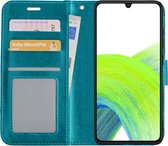 Hoes Geschikt voor Samsung A33 Hoesje Book Case Hoes Flip Cover Wallet Bookcase - Turquoise