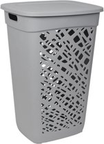 Bol.com EDA Wasmand/wasbox met deksel - grijs - 60 liter - kunststof - L43 x B36 x H63 cm - Wasmanden/wasboxen aanbieding