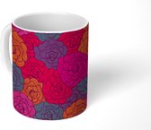 Mok - Koffiemok - Rozen - Lijnen - Patronen - Bloemen - Mokken - 350 ML - Beker - Koffiemokken - Theemok