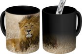 Magische Mok - Foto op Warmte Mok - Een leeuw in het hoge gras van het Nationaal park Serengeti in Tanzania - 350 ML - Uitdeelcadeautjes