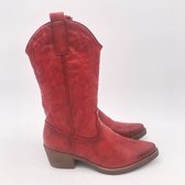 SmileFavorites® Dames Cowboylaarzen met Hak - Rood - Imitatieleer - Maat 40