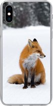 Geschikt voor iPhone Xs Max hoesje - Vos - Sneeuw - Winter - Siliconen Telefoonhoesje