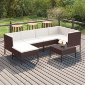 vidaXL 7-delige Loungeset met kussens poly rattan bruin