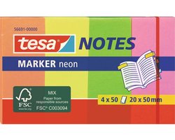 tesa Plaknotitie 56691-00000-01 20 mm x 50 mm Oranje, Geel, Groen, Pink 200 vellen