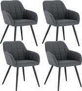 Set Van 4 Eetkamer Stoelen In Linnen Model Rita Donkergrijs
