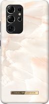 iDeal of Sweden hoesje voor Galaxy S21 Ultra - Hardcase Backcover - Fashion Case - Rose Pearl Marble