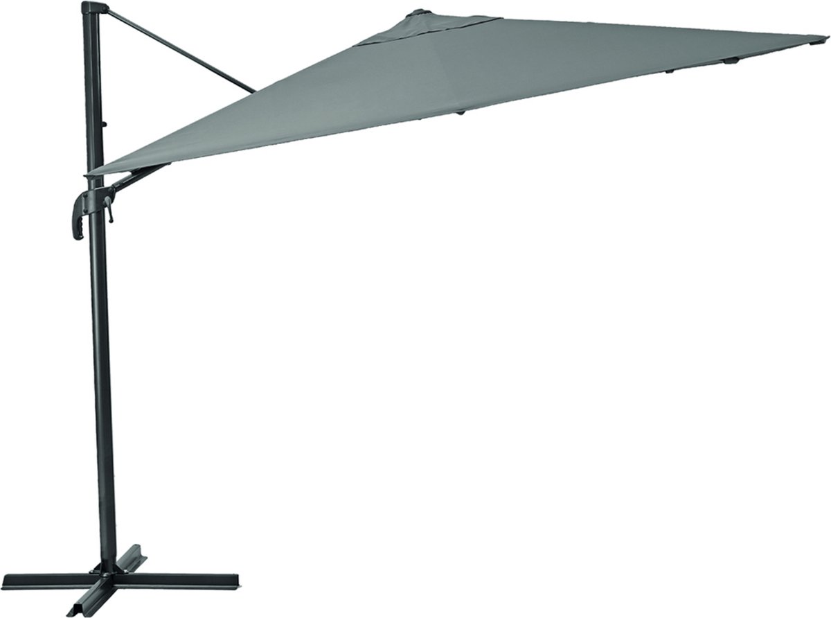 NATERIAAL - Parasol AURA - Vierkant - L.290 x B.290 cm - 8,40 m² - 100% UV-bescherming - Waterafstotend - Vrijdragende parasol - Kantelbaar - 360° draaibaar - Aluminium - Polyester - Donkergrijs
