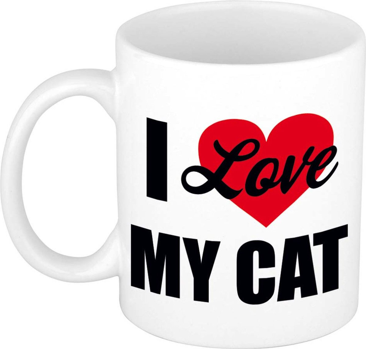 I love my cat / Ik hou van mijn kat / poes cadeau koffiemok / theebeker wit - Cadeau mok voor katten liefhebber