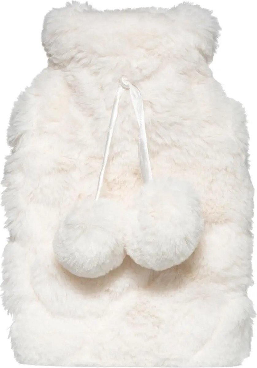 Goedkoopste Superzachte fluffy pluche warmwaterkruik met hoes wit 280 ml - 15 x 22 cm - zachte bedkruiken