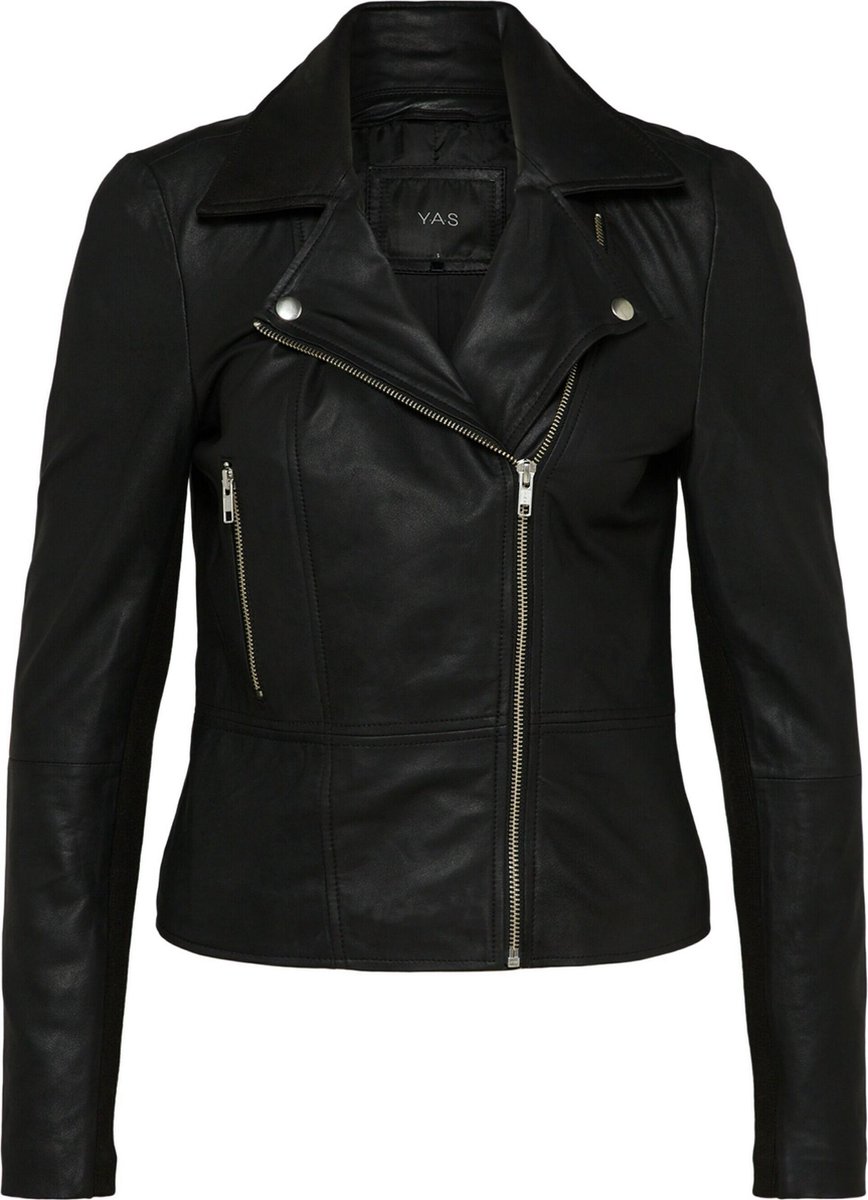 Yas Sophie Leather Jas Zwart S Vrouw