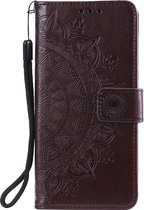 Shop4 - Samsung Galaxy M11 Hoesje - Wallet Case Mandala Patroon Donker Bruin