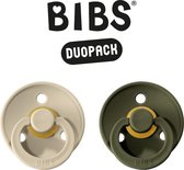 BIBS Fopspeen - Maat 2 (6-18 maanden) DUOPACK - Sand & Hunter Green - BIBS tutjes - BIBS sucettes