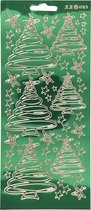 Stickers. goud. kerstbomen. 10x23 cm. 1 vel
