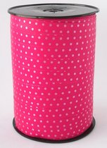 Krullint met Stippen Fuchsia 10 mm x 225 mtr (1 rol)