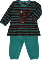 Woody Meisjes pyjama groen-bordeaux