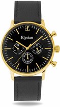 Elysian - Horloges voor Mannen - Goud Vintage Leer - Waterdicht - Krasvrij Saffier - 43mm