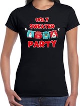 Ugly sweater party Kerst shirt / Kerst t-shirt zwart voor dames - Kerstkleding / Christmas outfit L