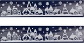 3x Kerst raamversiering raamstickers witte stad met huizen 12,5 x 58,5 cm - Raamversiering/raamdecoratie stickers