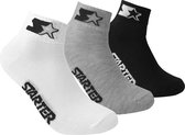 Starter - 3-Pack Quarter Socks - Kwartlengte Sokken - 39 - 42 - Zwart/Wit/Grijs