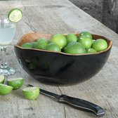 Rico & Plato - Houten fruitschaal / slakom 'Adagio' Zwart gelakt 25cm, in teakhout