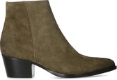 Manfield - Dames - Khaki suède enkellaarsjes - Maat 39