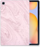 Cover Case Geschikt voor Samsung Galaxy Tab S6 Lite | Tab S6 Lite 2022 Tablet Hoes Marble Pink met doorzichte zijkanten