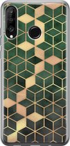 Huawei P30 Lite hoesje - Groen kubus - Soft Case Telefoonhoesje - Print / Illustratie - Groen