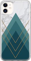 iPhone 11 hoesje siliconen - Geometrisch blauw - Soft Case Telefoonhoesje - Print / Illustratie - Transparant, Blauw