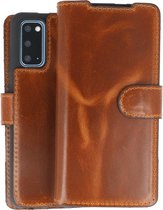 BAOHU Handmade Leer Telefoonhoesje - Wallet Case - Portemonnee Hoesje voor Samsung Galaxy S20 - Bruin