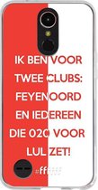 6F hoesje - geschikt voor LG K10 (2017) -  Transparant TPU Case - Feyenoord - Quote #ffffff
