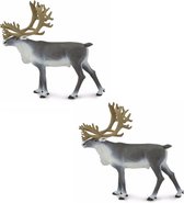 Set van 2x stuks plastic speelgoed figuur rendieren karibou 11 cm - Kunststof speel dieren