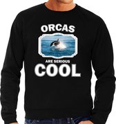 Dieren orka vissen sweater zwart heren - orcas are serious cool trui - cadeau sweater orka/ orka vissen liefhebber L