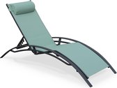 Louisa ligstoel van aluminium en textileen, kleur antraciet/groengrijs