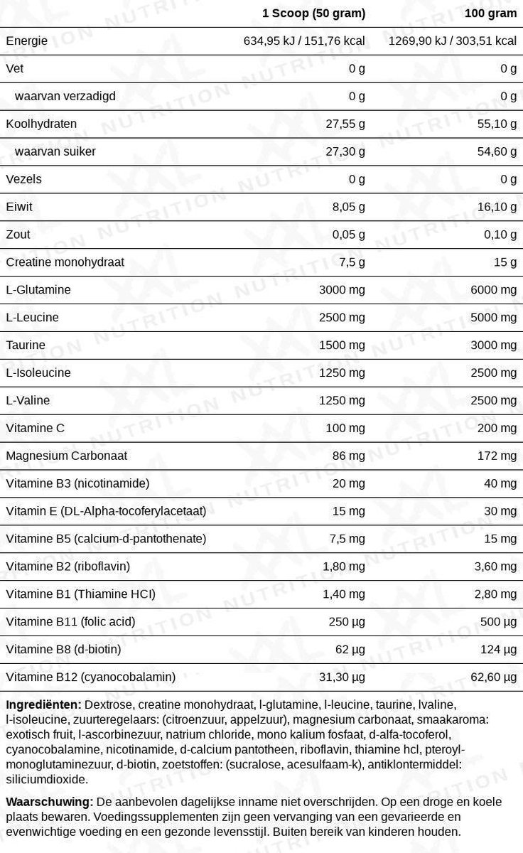 XXL Nutrition Mega Grow Post Workout met Creatine Exotisch Fruit