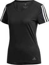adidas Run It 3-Stripe Shirt Dames - Zwart - maat XXS