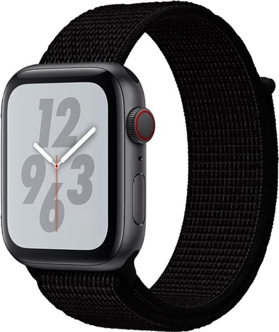 Shop4 - Bandje voor Apple Watch 6 40mm - Nylon Zwart | bol.com