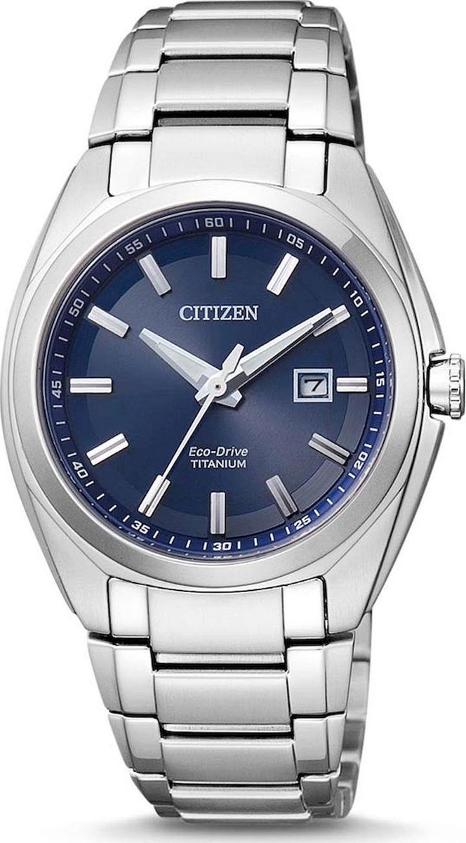 Citizen Super Titanium - Horloge - Titanium - Ø 34 mm - Zilverkleurig - Blauww - Solar uurwerk