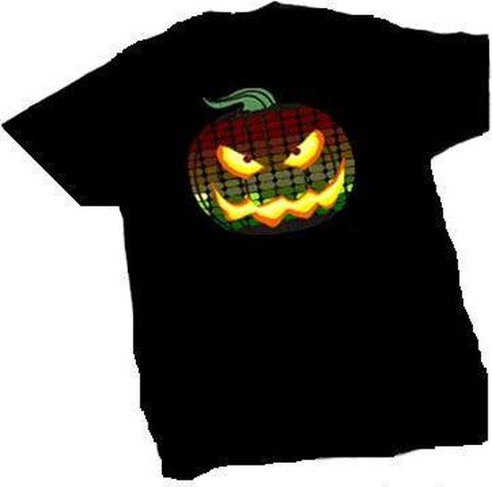 Halloween Lichtgevend LED T-shirt - Equalizer - Zwart - Maat XS