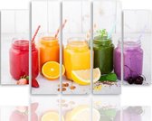 Schilderij , 5 smoothies   , multikleur , 4 maten , 5 luik , wanddecoratie , Premium print , XXL