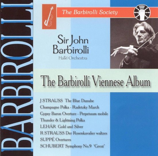Albumhoes met portret van Sir John Barbirolli. Titel: 'The Barbirolli Viennese Album'.