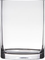 Transparante home-basics Cylinder vorm vaas/vazen van glas 15 x 12 cm - Bloemen/takken/boeketten vaas voor binnen gebruik